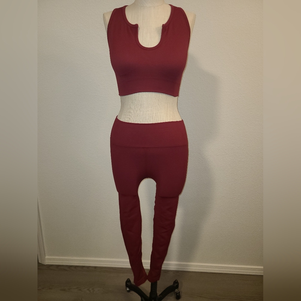 Two Piece Maroon Active Set